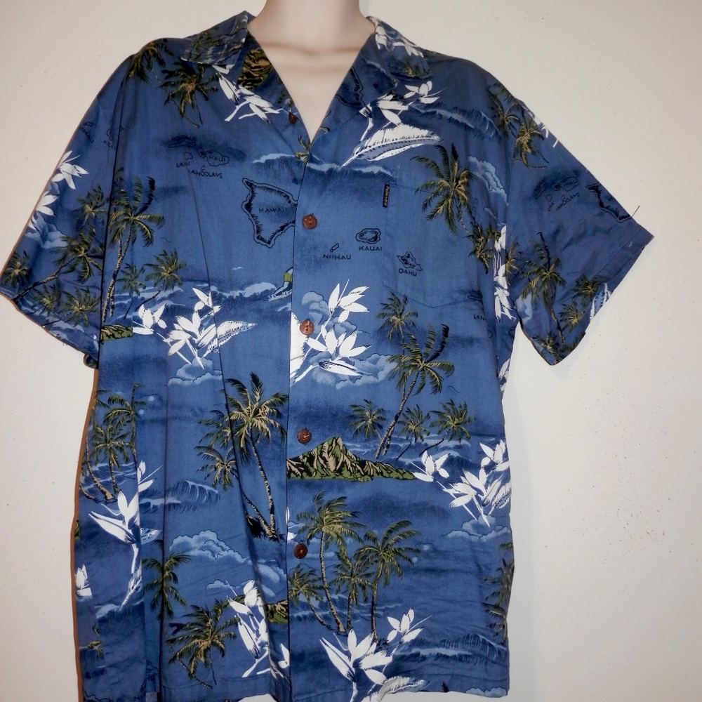 Palmwave Hawaiian Mens Shirt XXL Button E2…